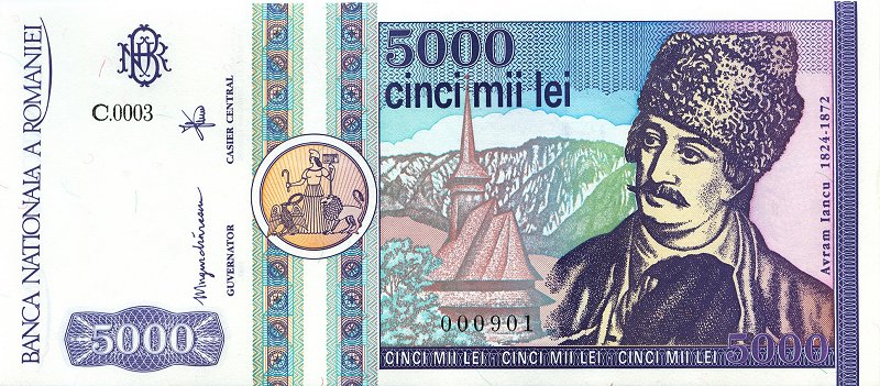 Front of Romania p103a: 5000 Lei from 1992