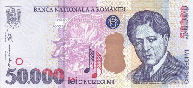 Front of Romania p109Aa: 50000 Lei from 2000