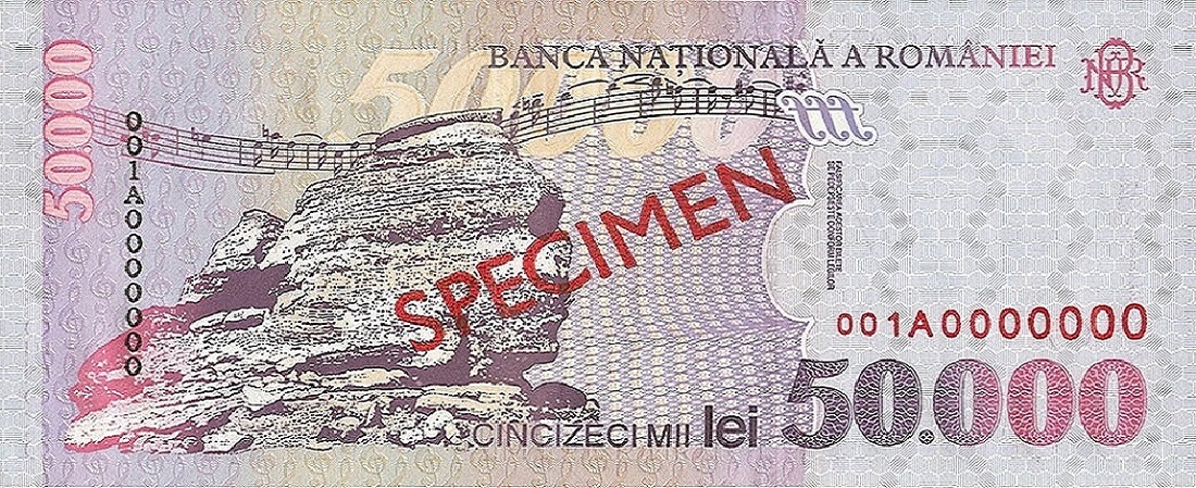 Back of Romania p109As: 50000 Lei from 2000