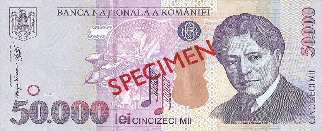 Front of Romania p109As: 50000 Lei from 2000