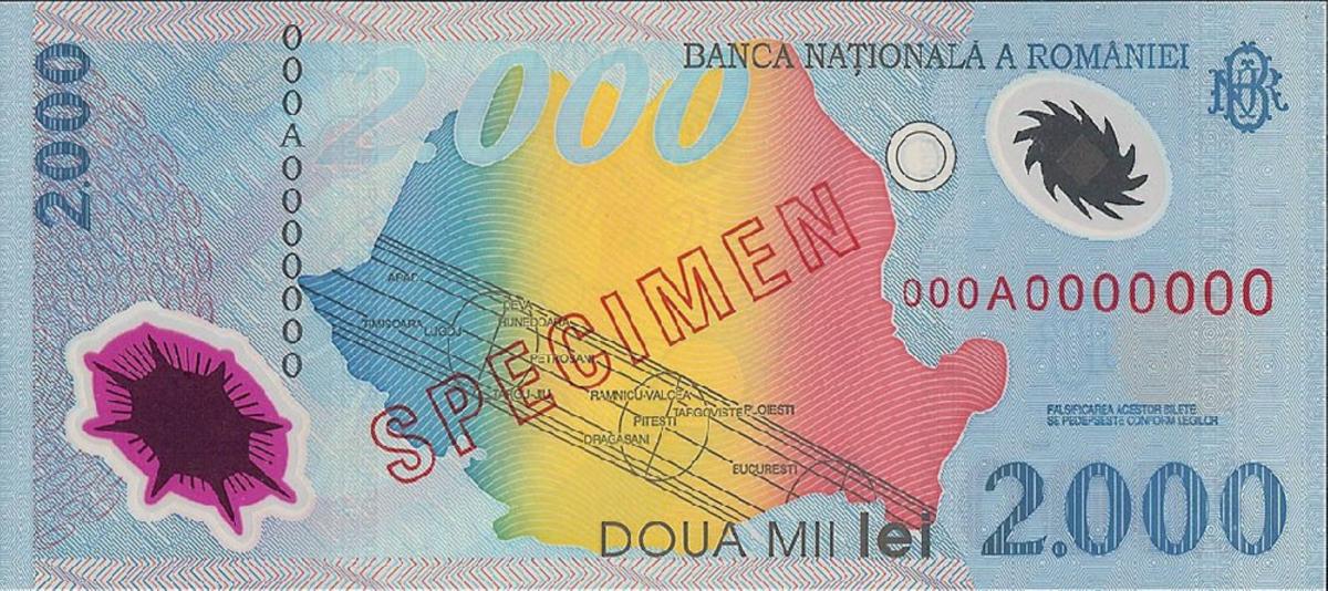 Back of Romania p111s: 2000 Lei from 1999