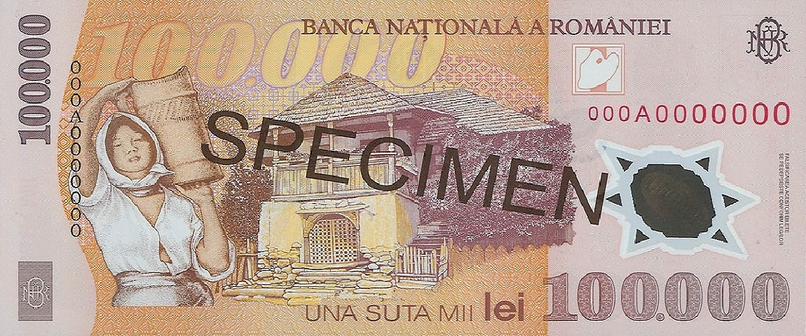 Back of Romania p114s: 100000 Lei from 2001