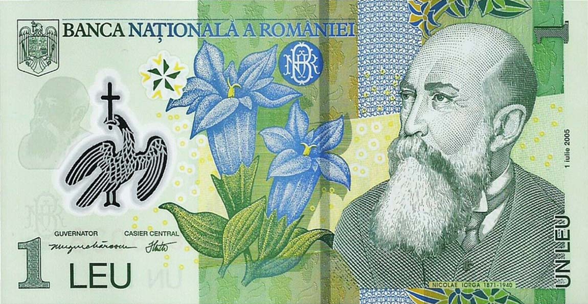 Front of Romania p117k: 1 Leu from 2017