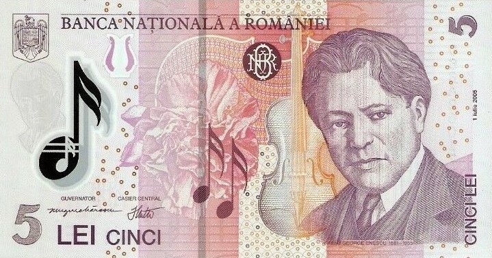 Front of Romania p118c: 5 Lei from 2007