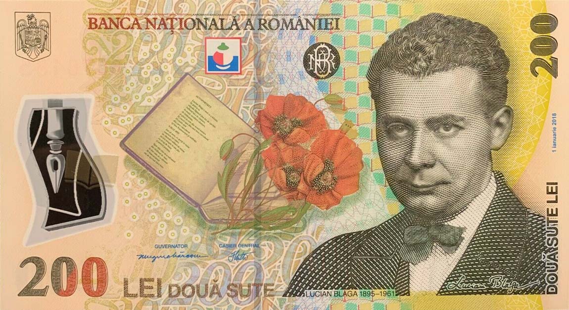 Front of Romania p122i: 200 Lei from 2018