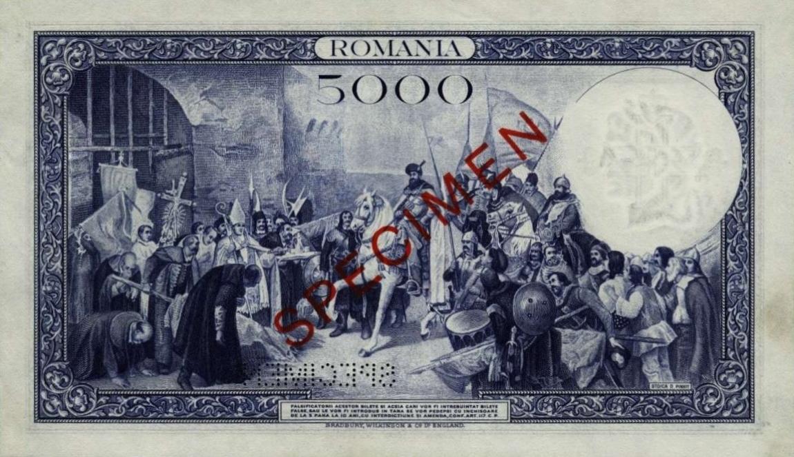 Back of Romania p35s: 5000 Lei from 1931