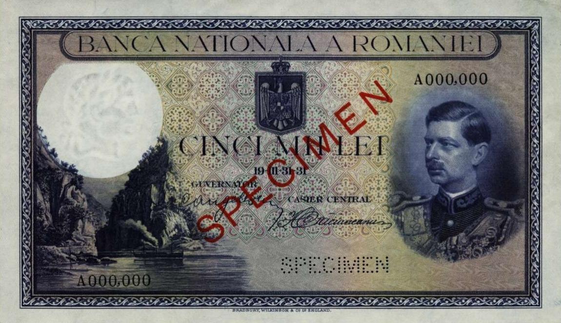 Front of Romania p35s: 5000 Lei from 1931