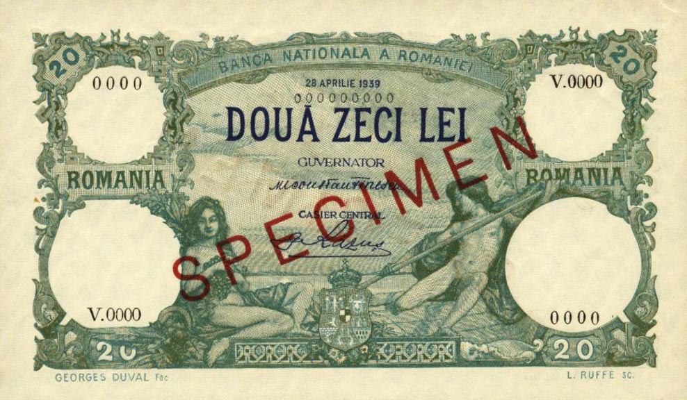 Front of Romania p41: 20 Lei from 1939