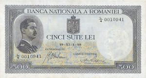 p42c from Romania: 500 Lei from 1936