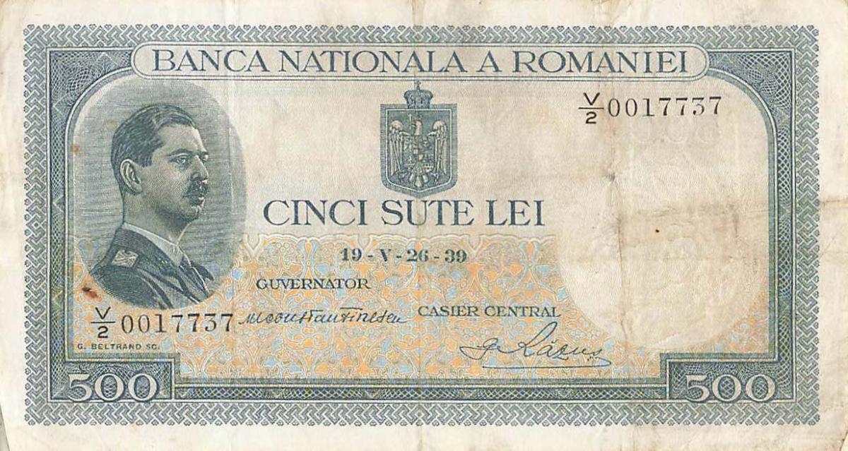 Front of Romania p43a: 500 Lei from 1936