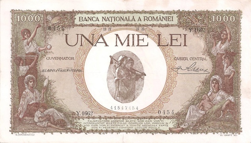 Front of Romania p47a: 1000 Lei from 1938