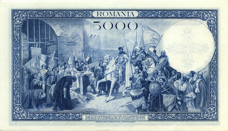 Back of Romania p48a: 5000 Lei from 1940