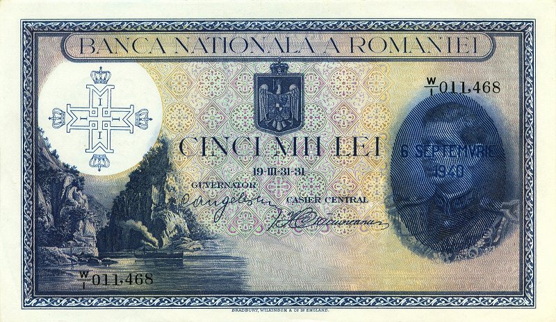 Front of Romania p48a: 5000 Lei from 1940