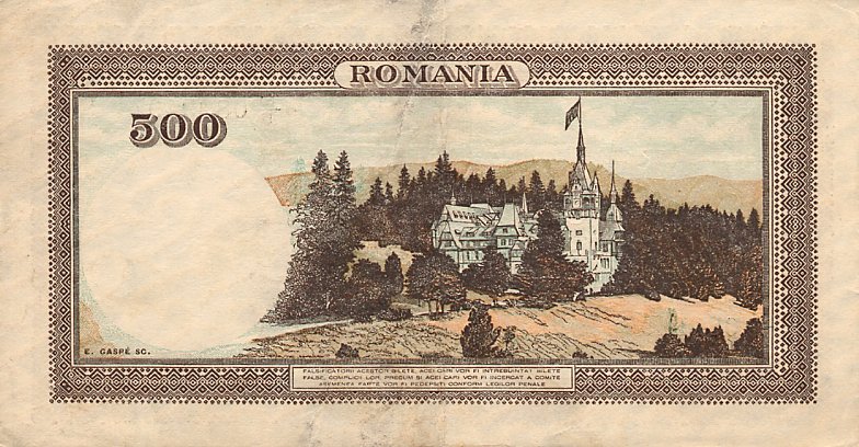 Back of Romania p51a: 500 Lei from 1940