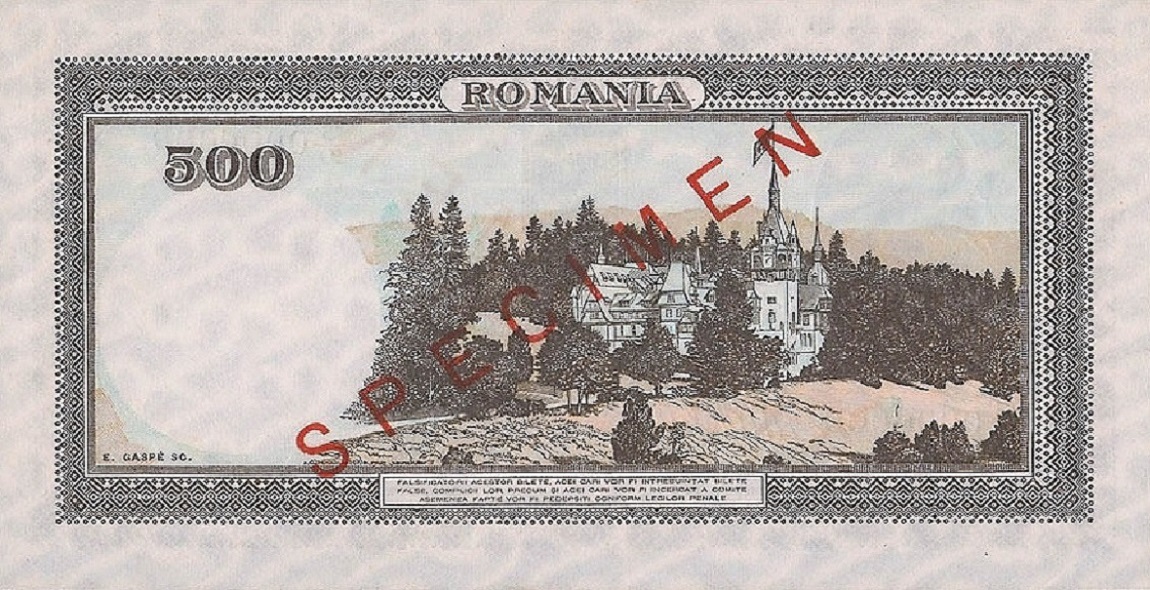 Back of Romania p51s: 500 Lei from 1942