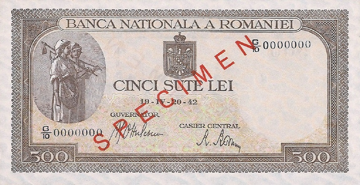 Front of Romania p51s: 500 Lei from 1942