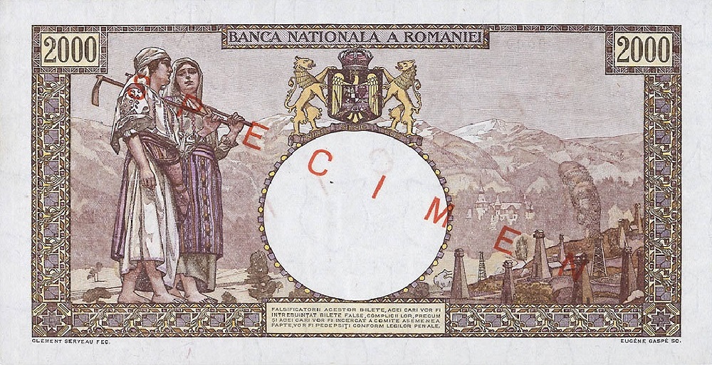 Back of Romania p54s: 2000 Lei from 1943