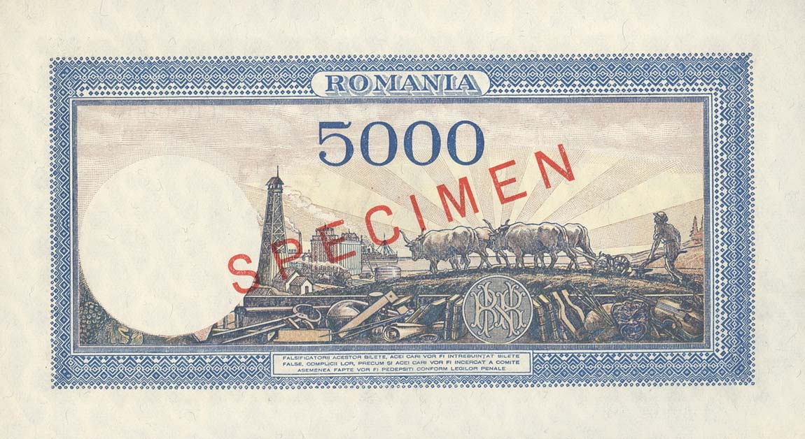 Back of Romania p56s: 5000 Lei from 1944