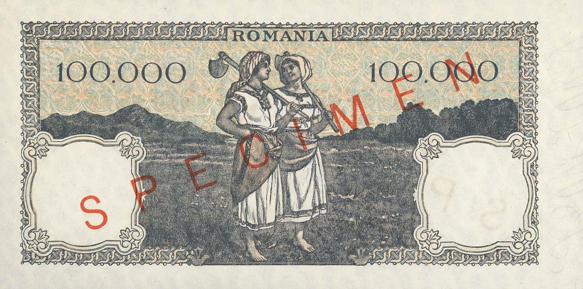 Back of Romania p58s: 100000 Lei from 1945