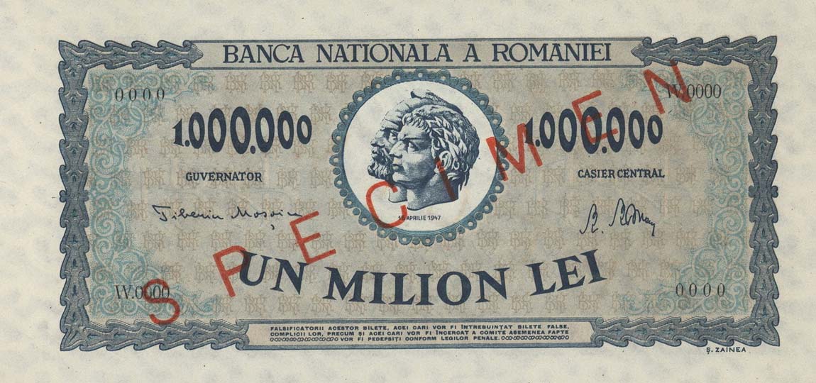 Front of Romania p60s: 1000000 Lei from 1947