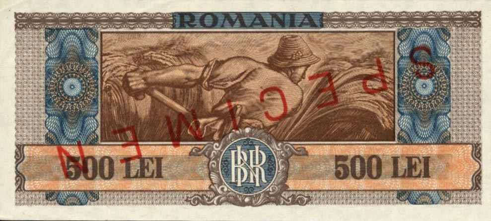 Back of Romania p63s: 500 Lei from 1947