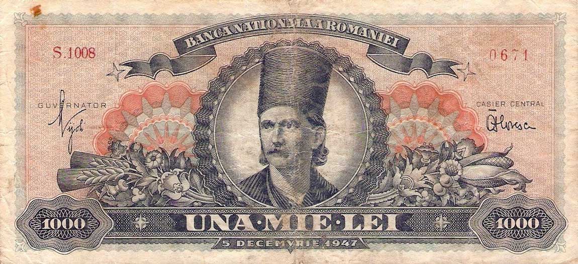 Front of Romania p68: 1000 Lei from 1947