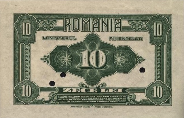 Back of Romania p72s: 10 Lei from 1920