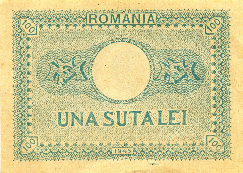 Back of Romania p78: 100 Lei from 1945