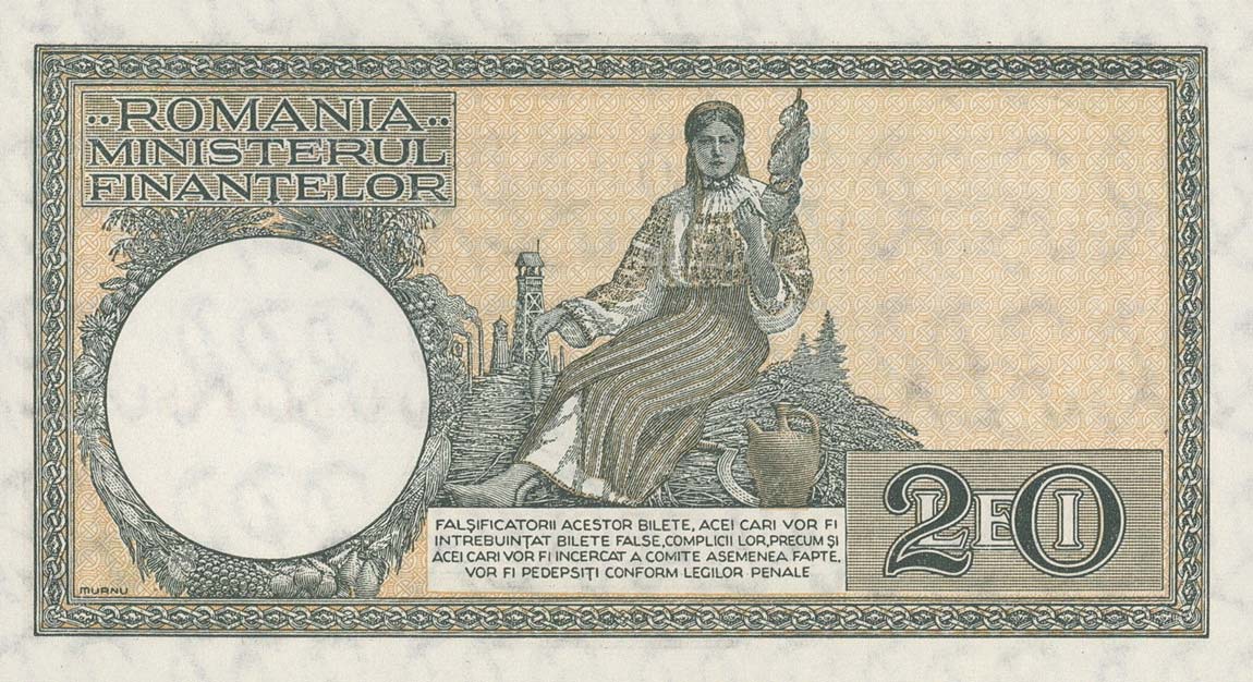Back of Romania p80: 20 Lei from 1948