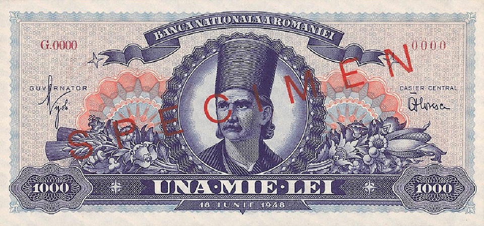 Front of Romania p85s: 1000 Lei from 1948