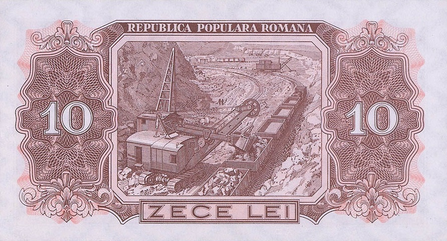 Back of Romania p88a: 10 Lei from 1952