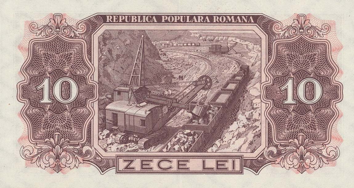 Back of Romania p88b: 10 Lei from 1952