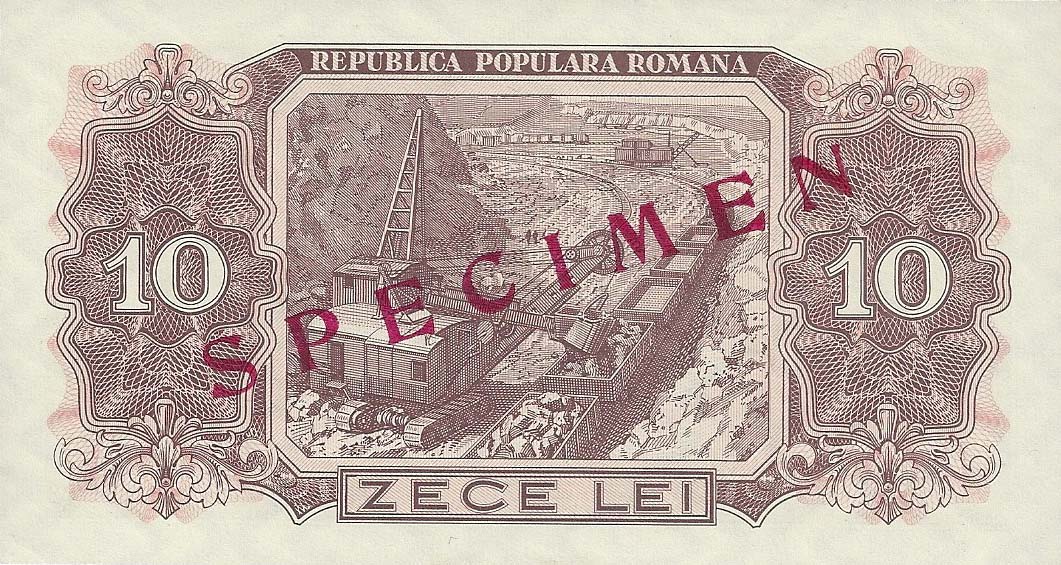 Back of Romania p88s: 10 Lei from 1952