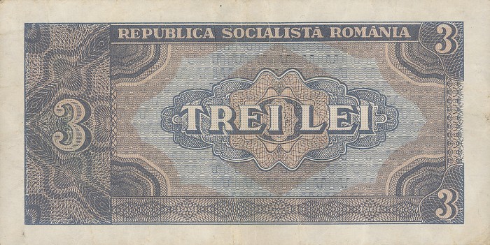 Back of Romania p92a: 3 Lei from 1966