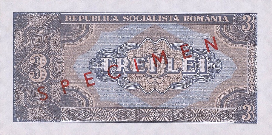 Back of Romania p92s: 3 Lei from 1966