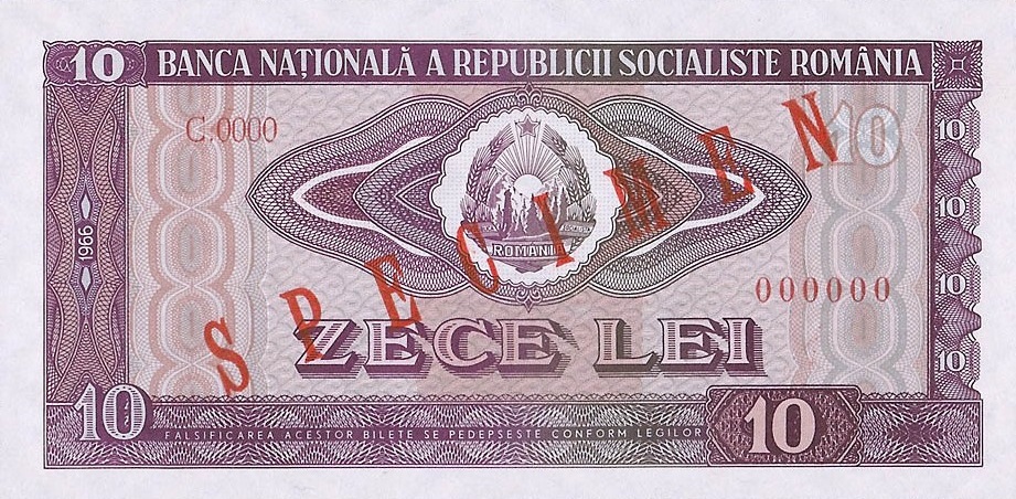 Front of Romania p94s: 10 Lei from 1966