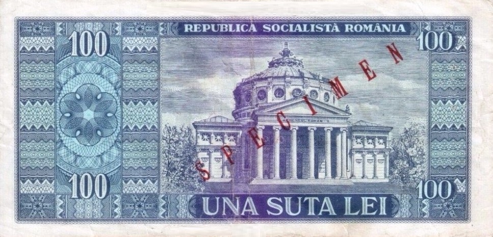 Back of Romania p97s: 100 Lei from 1966