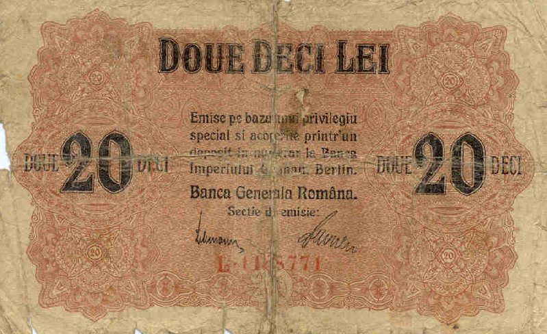 Front of Romania pM6: 20 Lei from 1917