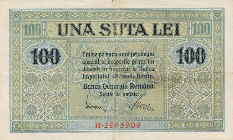 Front of Romania pM7: 100 Lei from 1917