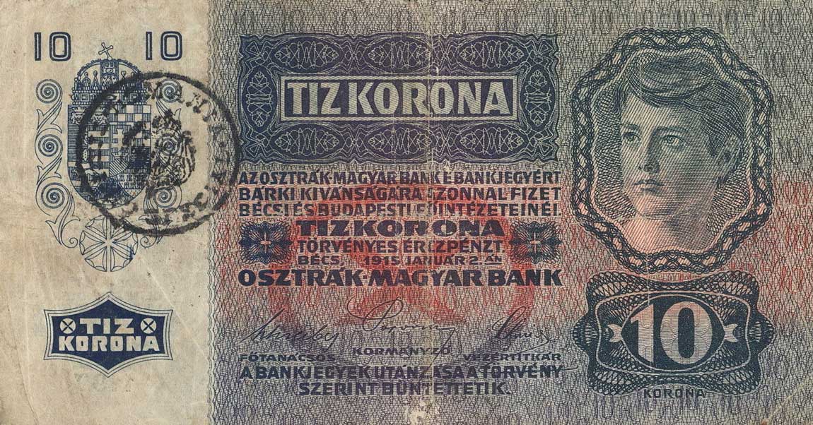 Front of Romania pR12: 10 Korona from 1919