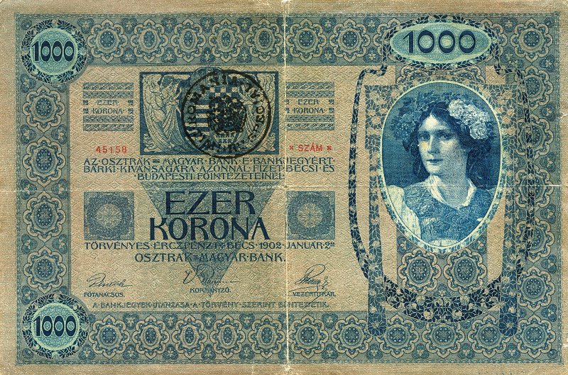 Front of Romania pR21: 1000 Korona from 1919