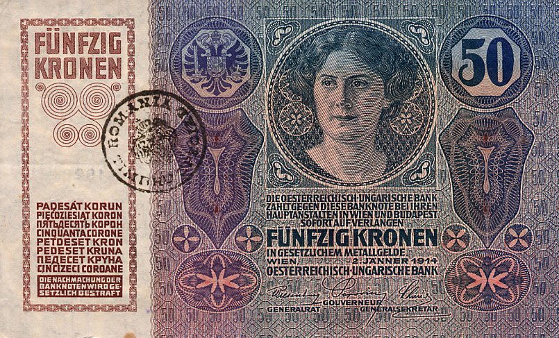 Front of Romania pR7: 50 Kronen from 1919