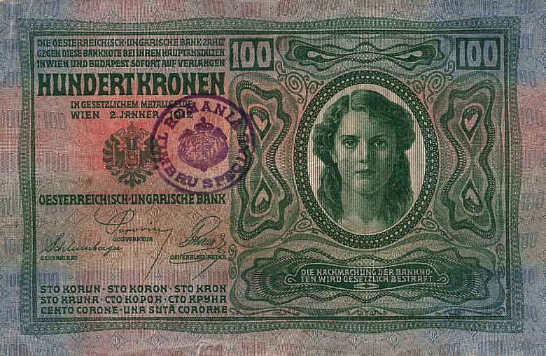 Front of Romania pR9: 100 Kronen from 1919