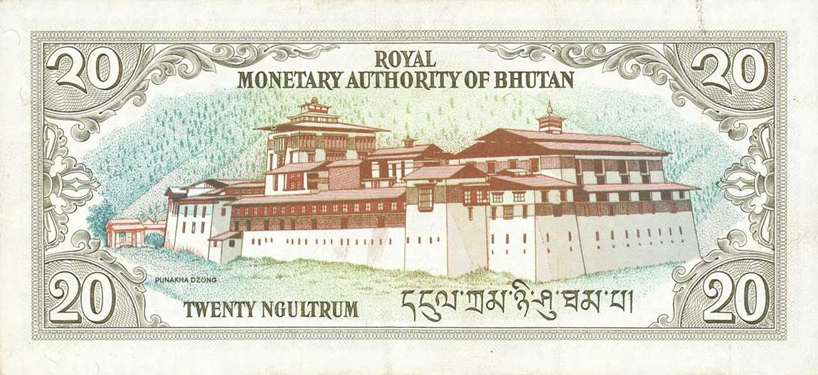 Back of Bhutan p16r: 20 Ngultrum from 1986