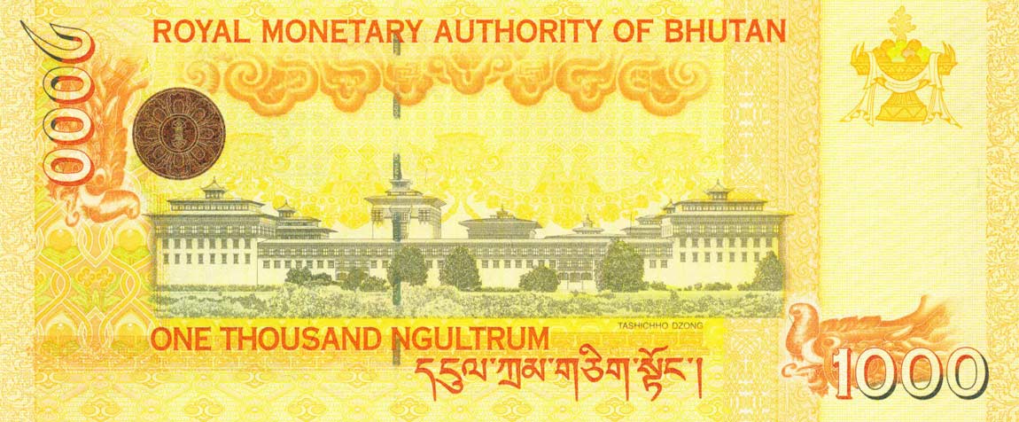 Back of Bhutan p34a: 1000 Ngultrum from 2008