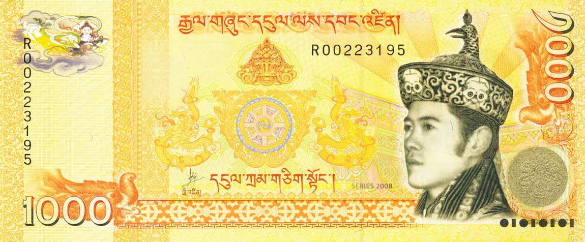 Front of Bhutan p34a: 1000 Ngultrum from 2008