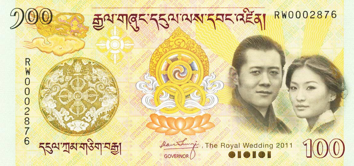 Front of Bhutan p35a: 100 Ngultrum from 2011