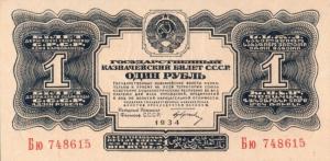 p207a from Russia: 1 Gold Ruble from 1934