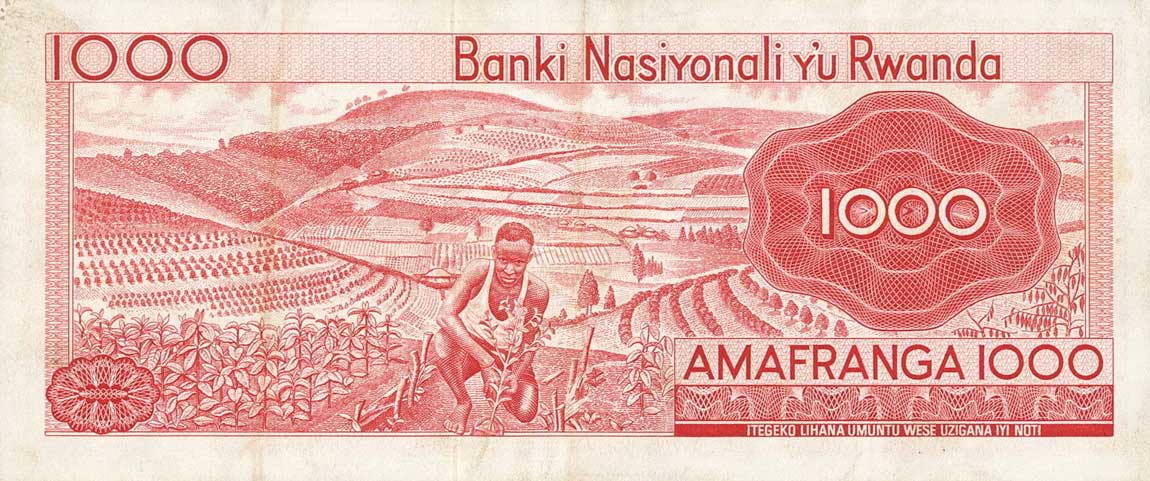 Back of Rwanda p10a: 1000 Francs from 1964