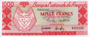 p10b from Rwanda: 1000 Francs from 1971 p10b from Rwanda: 1000 Francs from 1971